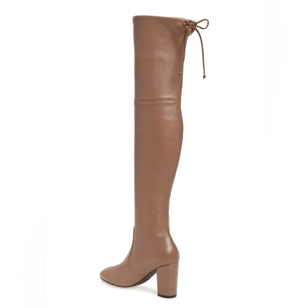 NEW Stuart Weitzman Zuzanna Over The Knee Stretch Taupe Leather Boot Size 8